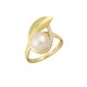 Sterling silver 925°. Pearl ring with CZ