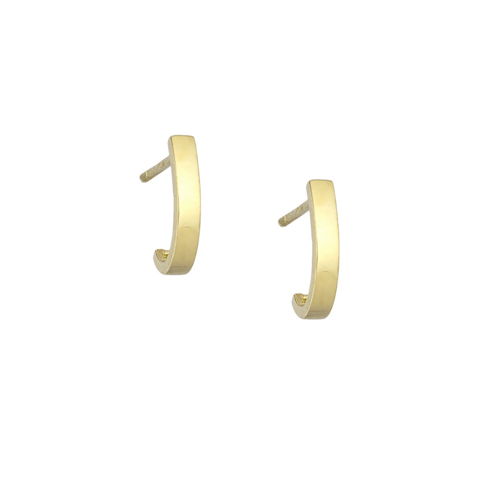 Σκουλαρίκια στικ σχέδιο κρικάκι J από χρυσό 9 καρατίων