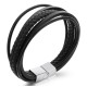 Stainless Steel. Multi-strand leather bracelet