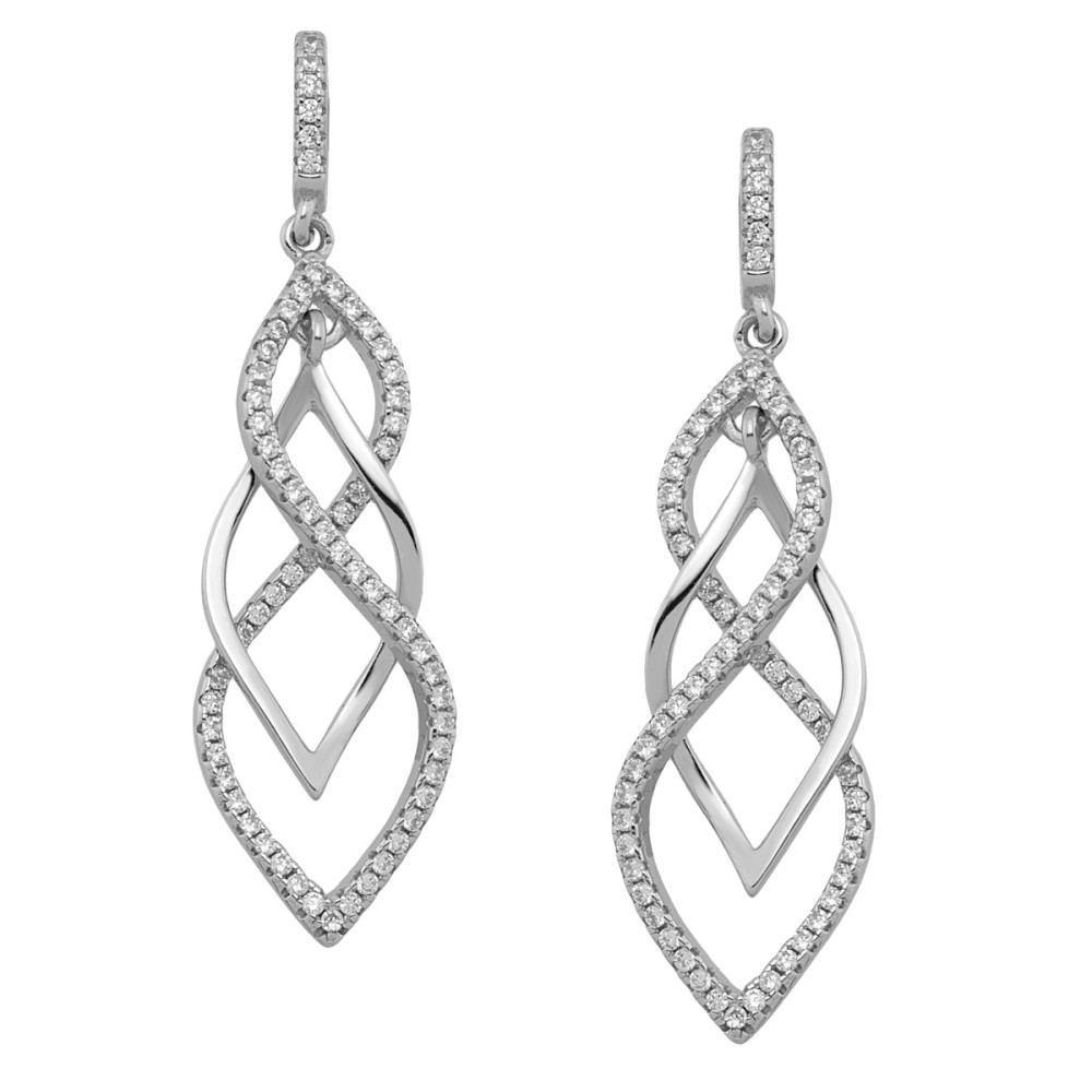 Sterling silver 925°. Infinity drop earrings with CZ