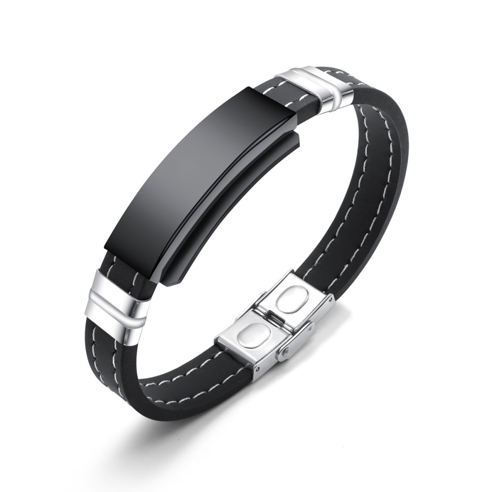 Stainless Steel. Black ip ID bracelet