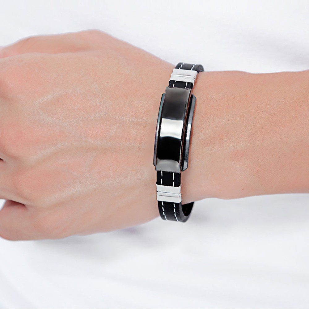 Stainless Steel. Black ip ID bracelet