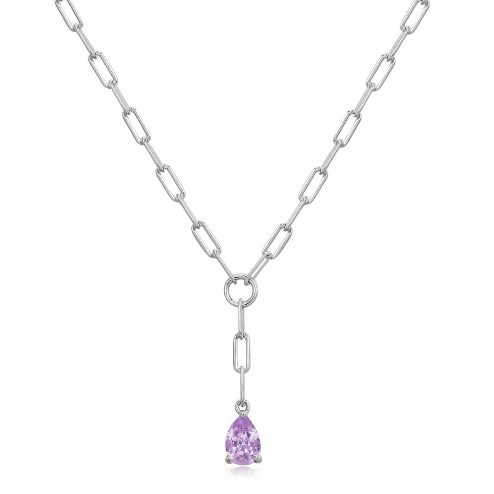 Sterling silver 925°. Y- necklace with solitaire