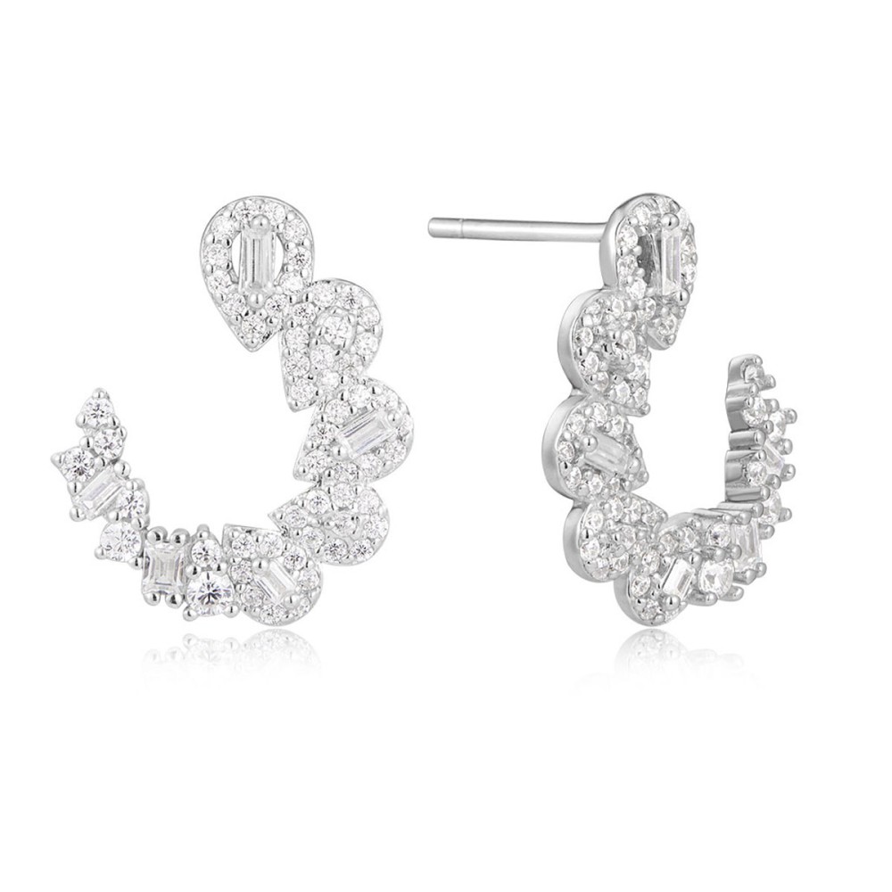Sterling silver 925°. Open circle studs with CZ