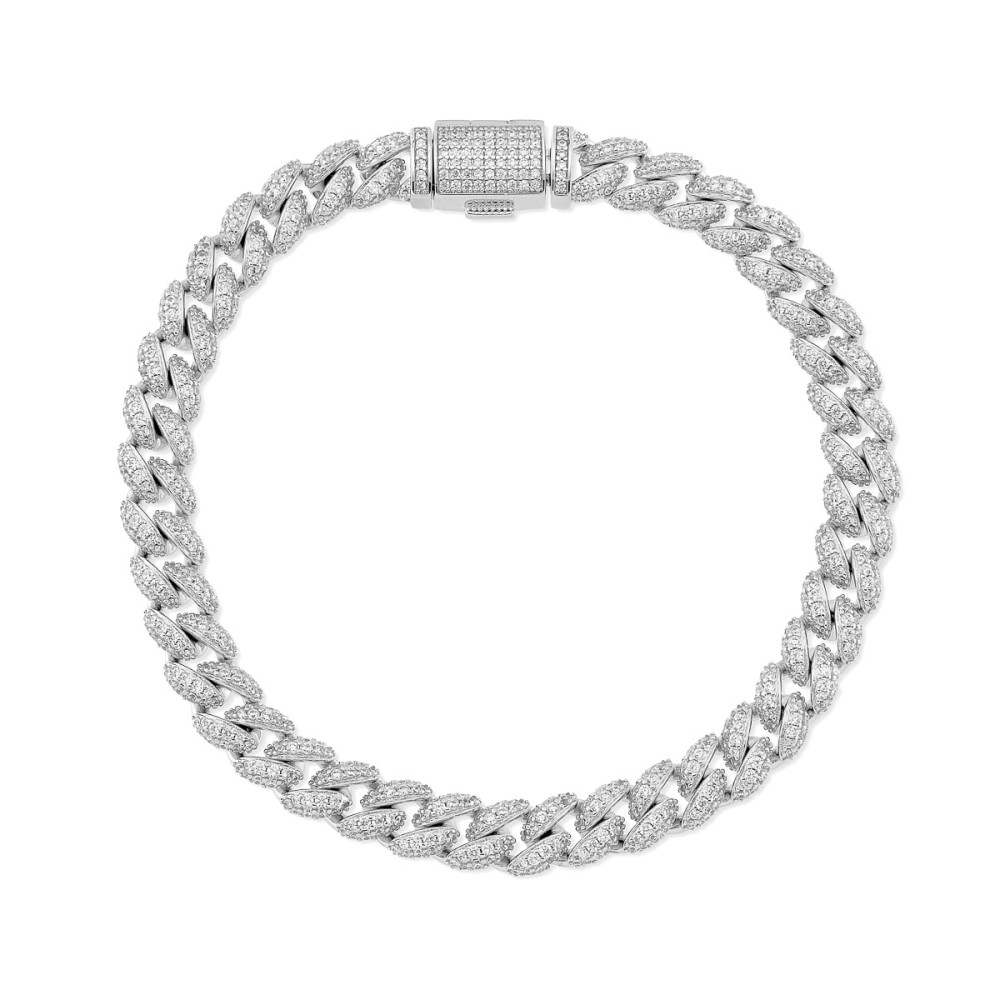 Βραχιόλι 23cm σχέδιο cuban link 8mm από επιπλατινωμένο ορείχαλκο