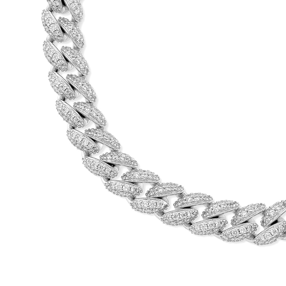 Βραχιόλι 23cm σχέδιο cuban link 8mm από επιπλατινωμένο ορείχαλκο