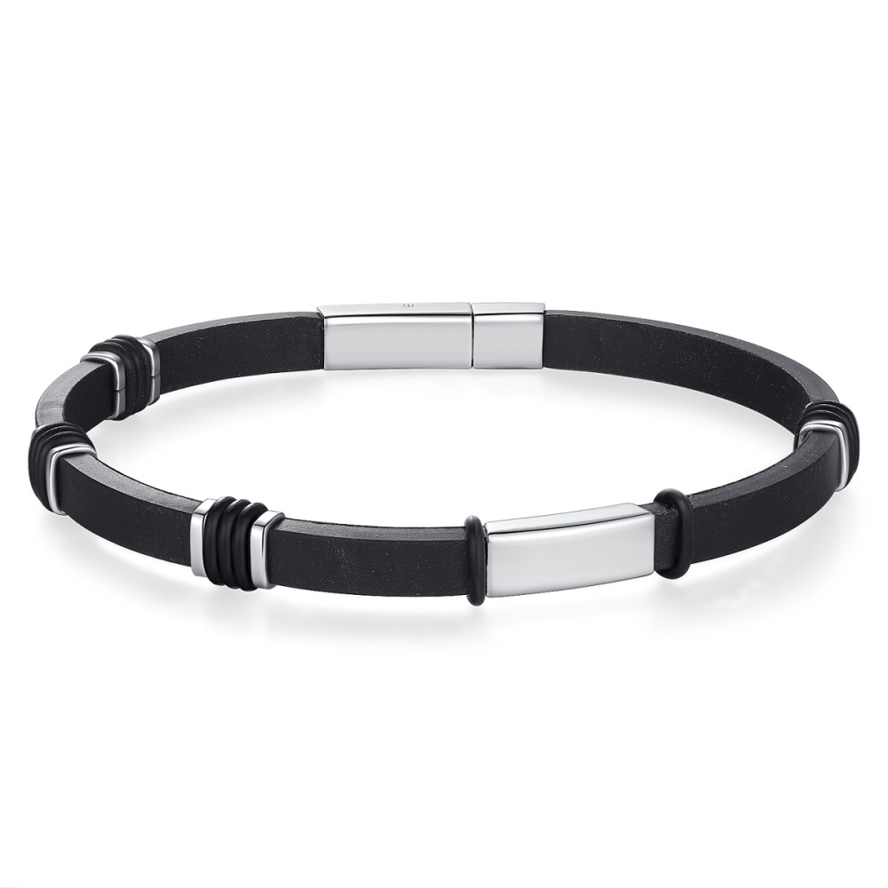 Stainless Steel. Rubber bracelet