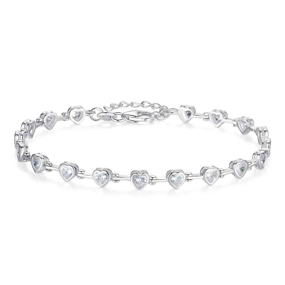 Sterling silver 925°. Heart riviera bracelet