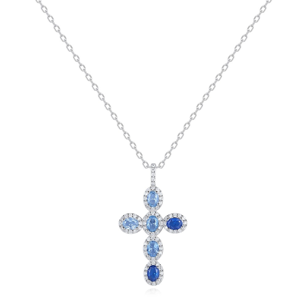 Sterling silver 925°. Cross with CZ on chain