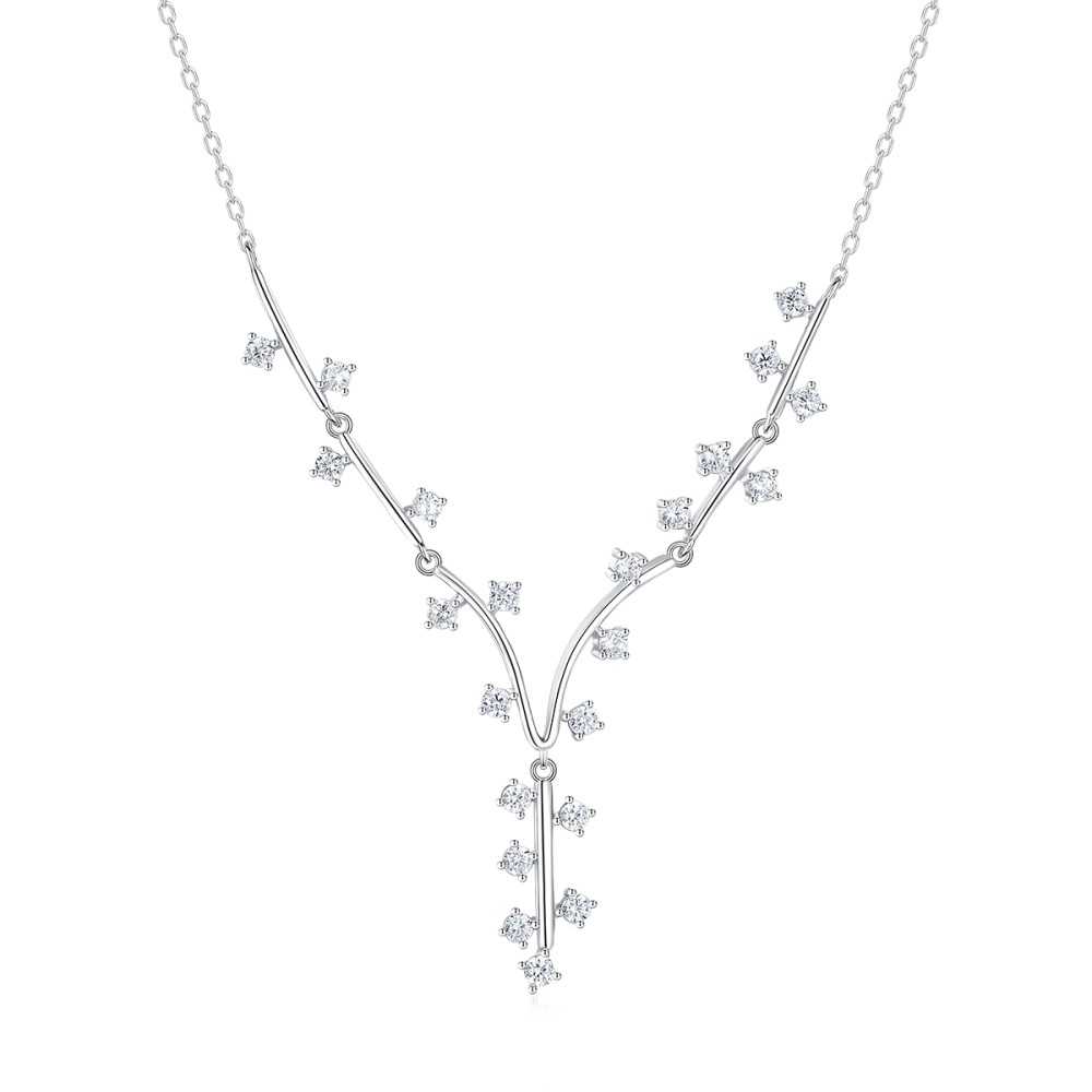 Sterling silver 925°. Y- style necklace with CZ