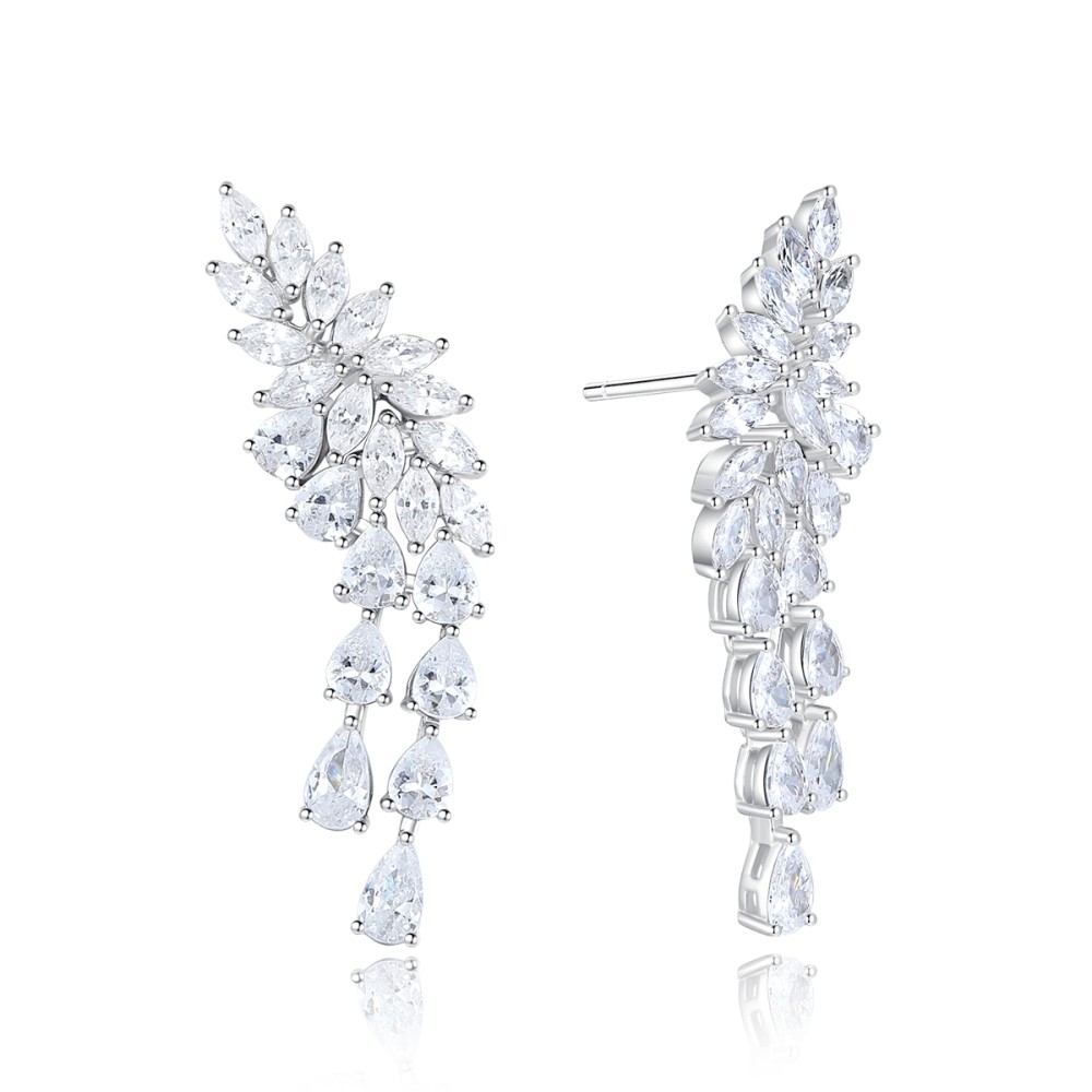 Sterling silver 925°. Drop earrings with CZ