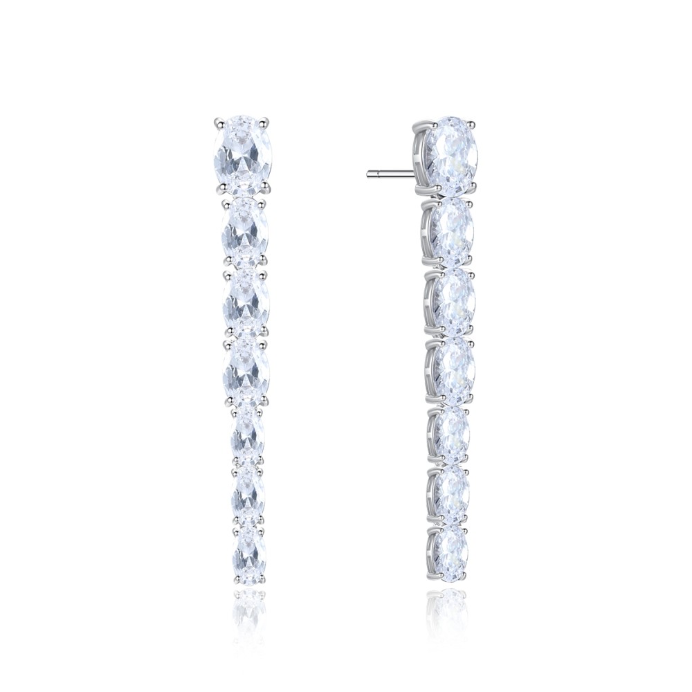 Sterling silver 925°. Linear drops with CZ