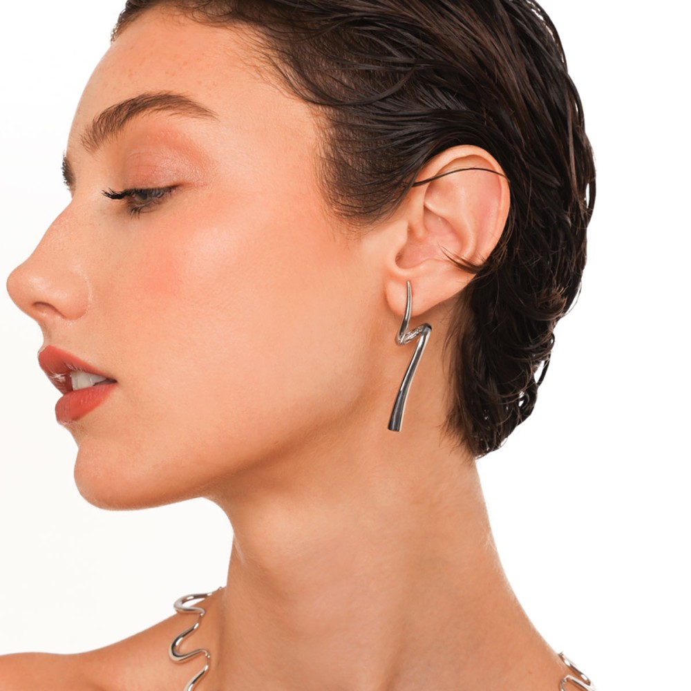 Sterling silver 925°. Twist  drop earrings
