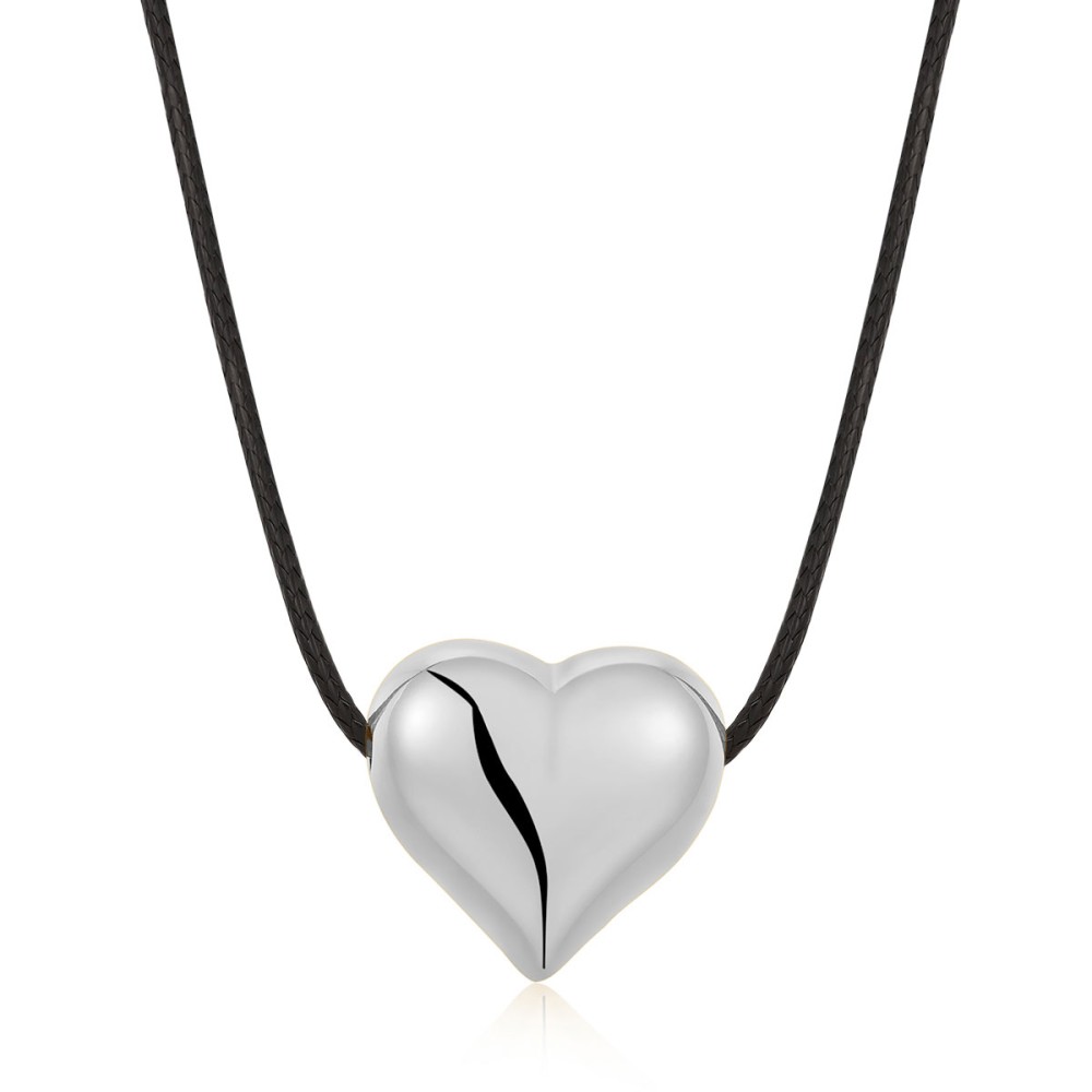 Stainless Steel. Heart pendant on cord