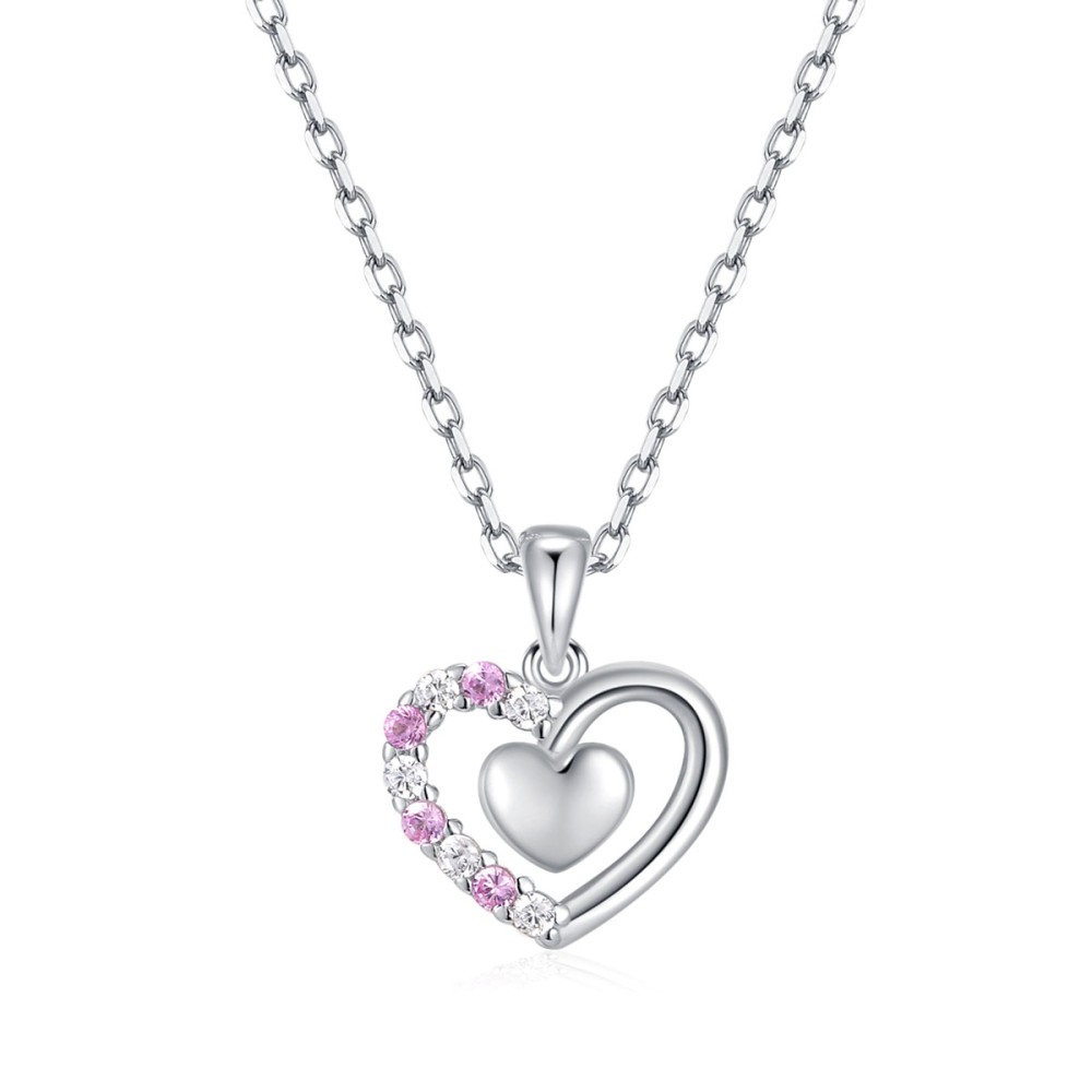 Sterling silver 925°. Heart pendant necklace