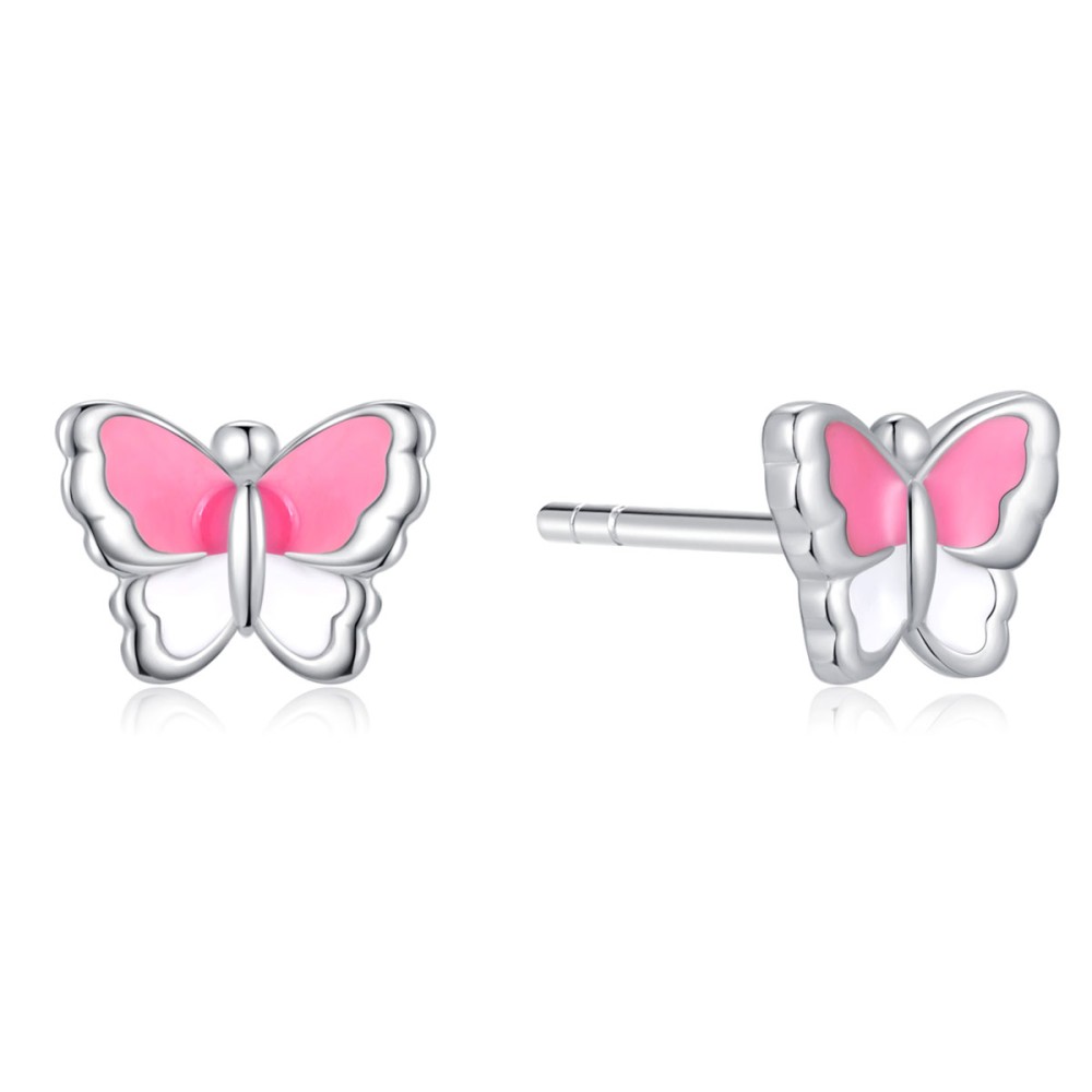 Sterling silver 925°. Butterfly stud earrings