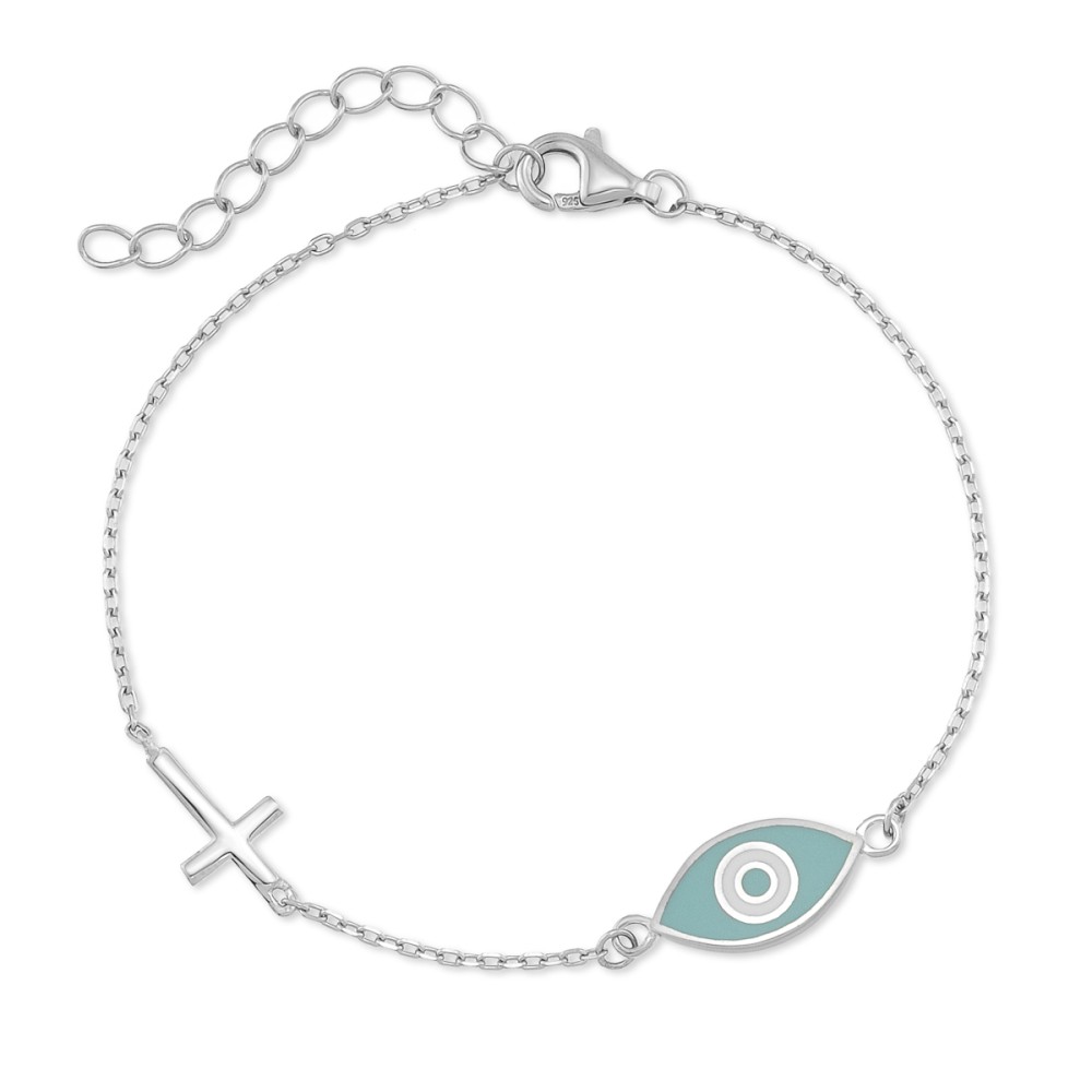 Sterling silver 925°. Mati and cross bracelet