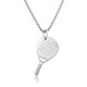 Stainless Steel. Padel racket pendant on chain