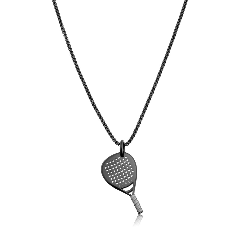 Stainless Steel. Padel racket pendant on chain