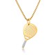 Stainless Steel. Padel racket pendant on chain